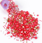 Valentine Red Sprinkles for Cake Decorating Cake Toppings 4.2 Ounce Edible Sugar Pearls Gold Sugar Rod for Cupcake Topper Cookies Ice Cream Toppings for Party Celebrations