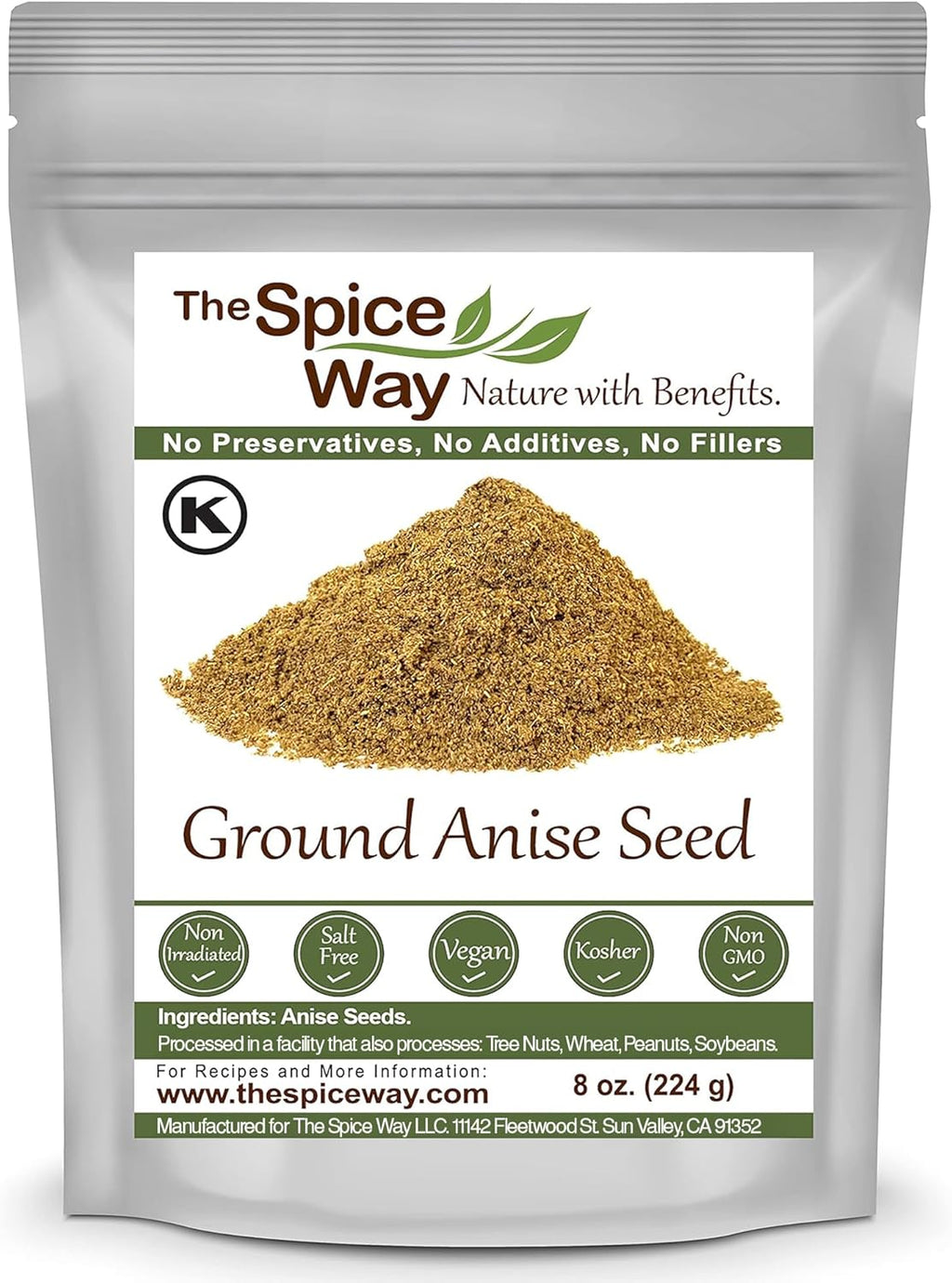 The Spice Way Premium Anise Seeds - Ground seeds (8 oz) also called Aniseed. Used for baking bread, cooking and even tea.
