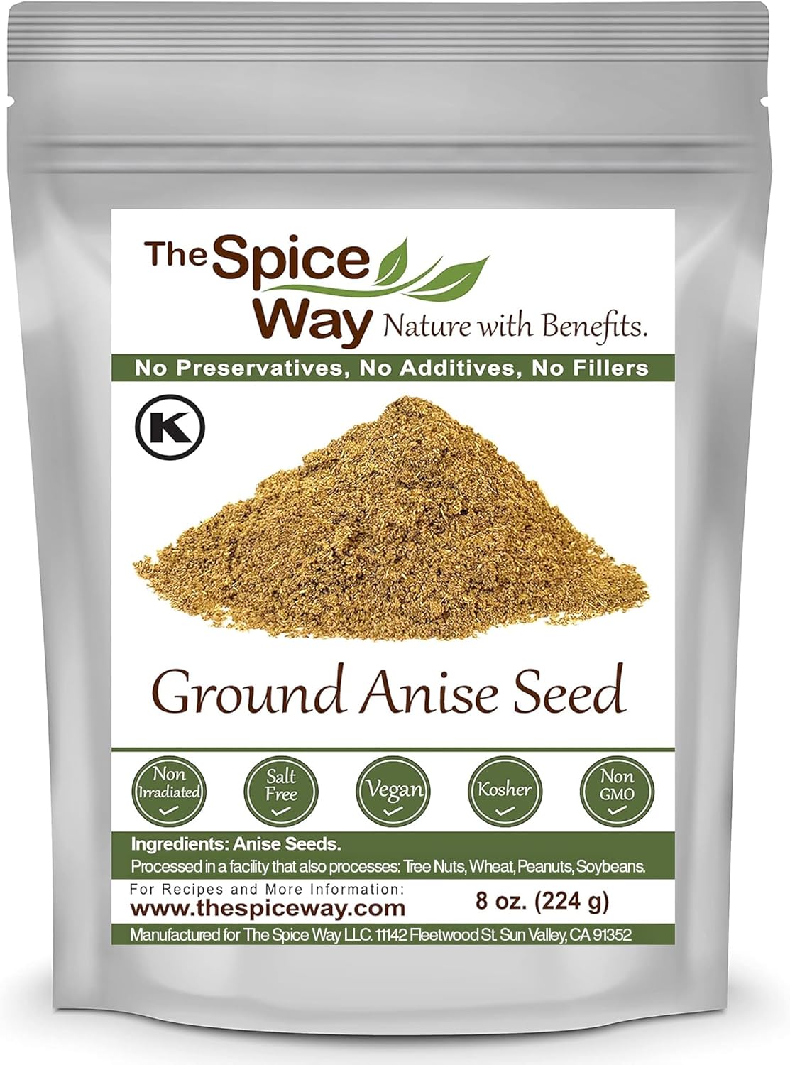 The Spice Way Premium Anise Seeds - Ground seeds (8 oz) also called Aniseed. Used for baking bread, cooking and even tea.