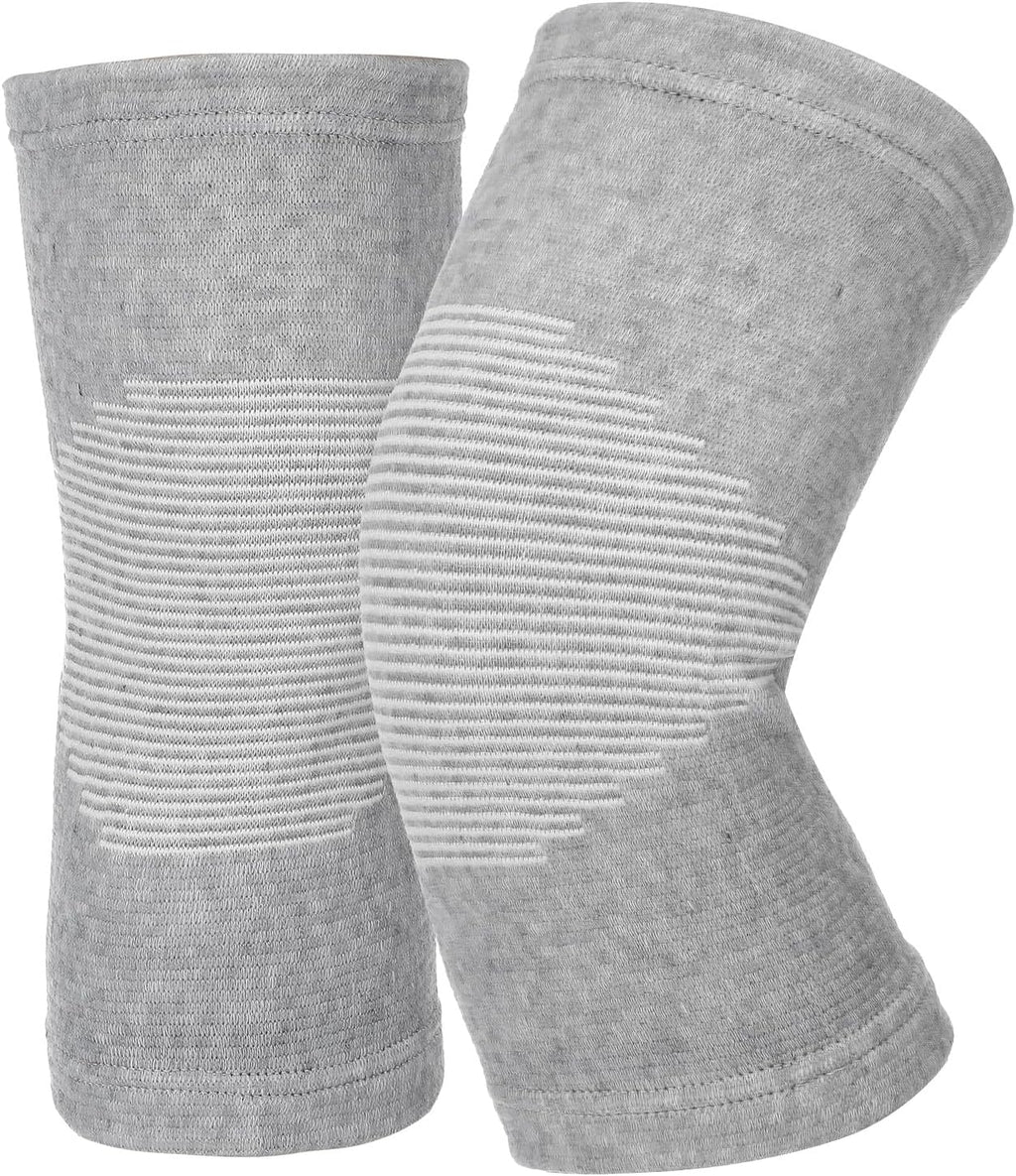 Bamboo Knee Compression Sleeve, Elastic Knee Brace for Men and Women, Knees Support for Running, Gym, Arthritis, Non Slip Compression Knees Sleeve for Swelling Breathable, Gray, Large