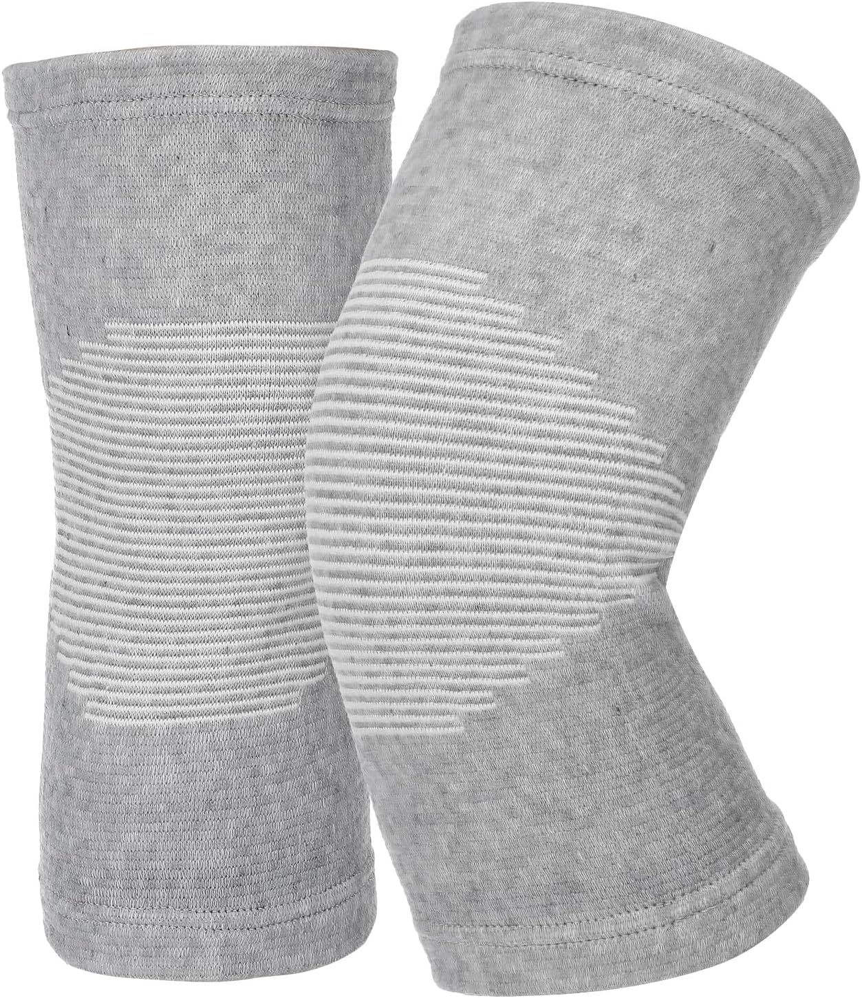 Bamboo Knee Compression Sleeve, Elastic Knee Brace for Men and Women, Knees Support for Running, Gym, Arthritis, Non Slip Compression Knees Sleeve for Swelling Breathable, Gray, Large