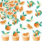 40Pcs Edible Little Cuties Cupcake Toppers Orange Fruit Cupcake Picks Clementines Drink Topper for Orange Cuties Baby Shower Boys Girls Fruit Birthday Party Cake Cupcake Decorations