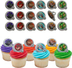 How To Train Your Dragon Rings, 24 Cupcake Toppers, Bright Colorful Dragon Shield Cupcake Decorations, Food Safe - 24 Pack
