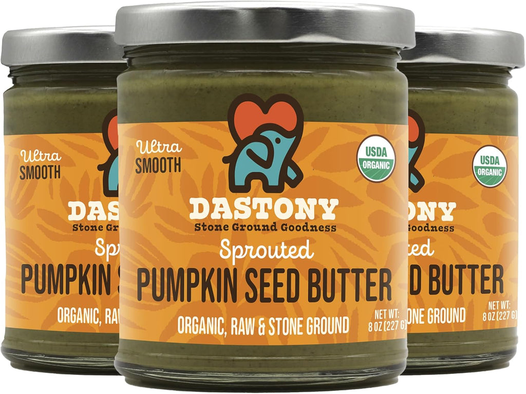 Dastony Organic Raw Sprouted Pumpkin Seed Butter, 8 oz | Only One Ingredient | Vegan, Paleo and Keto Friendly, Non GMO, Gluten-free - Pack of 3