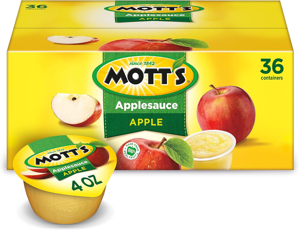 Mott's Applesauce, 4 Oz Cups, 36 Count, No Artificial Flavors, Good Source of Vitamin C, Nutritious Option for The Whole Family