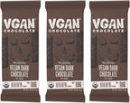 VGAN Vegan Chocolate Bars, Gluten Free Snacks, Plant Based, Soy and Dairy Free, Organic Ingredients, Cruelty Free, Kosher, and Non GMO, Dark Chocolate, 3 Pack