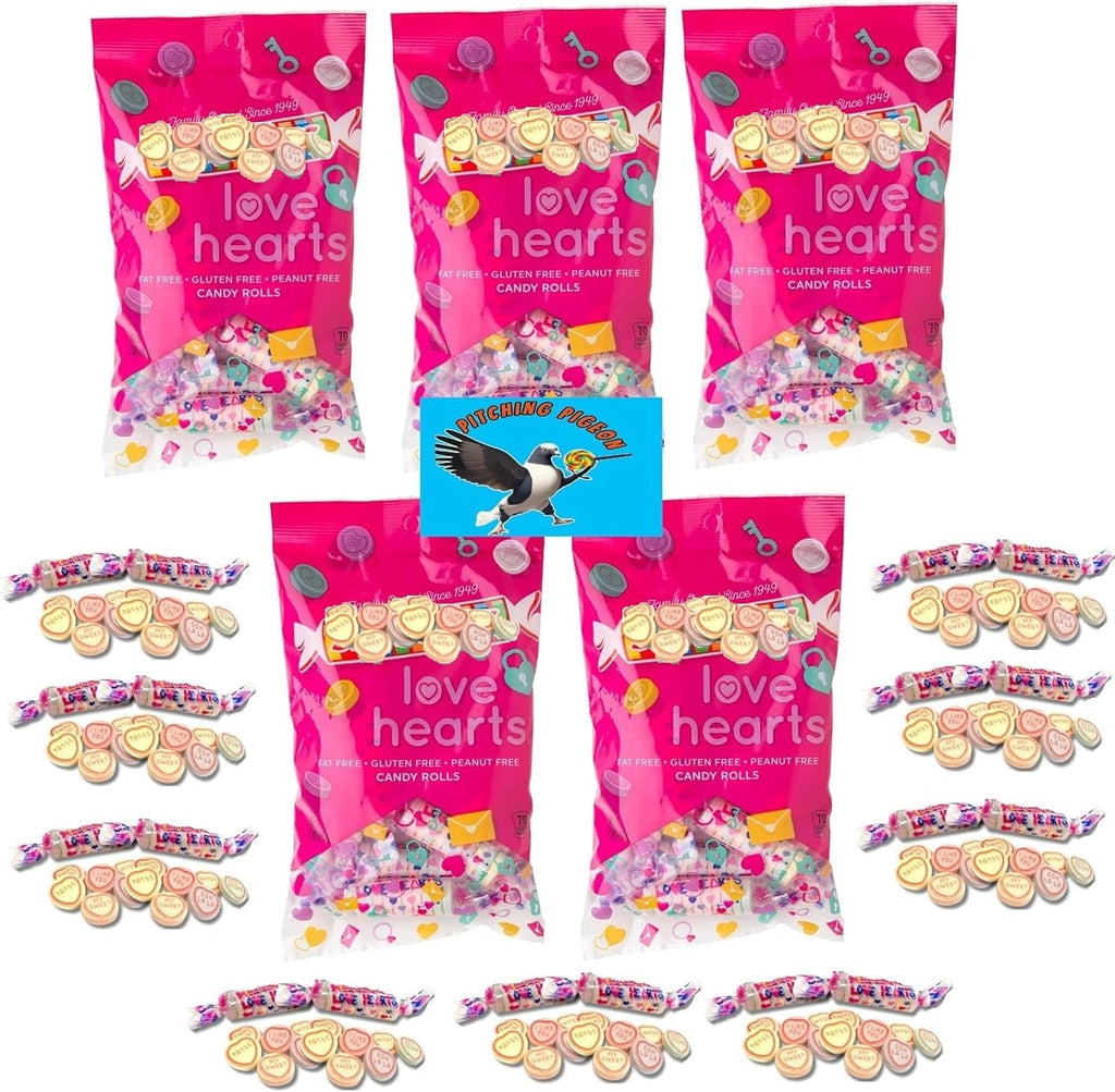 Smarty Love Hearts Candy Rolls 55 Count Valentine’s Hard Candy – Sweet Tart Heart Candies, 35oz Total