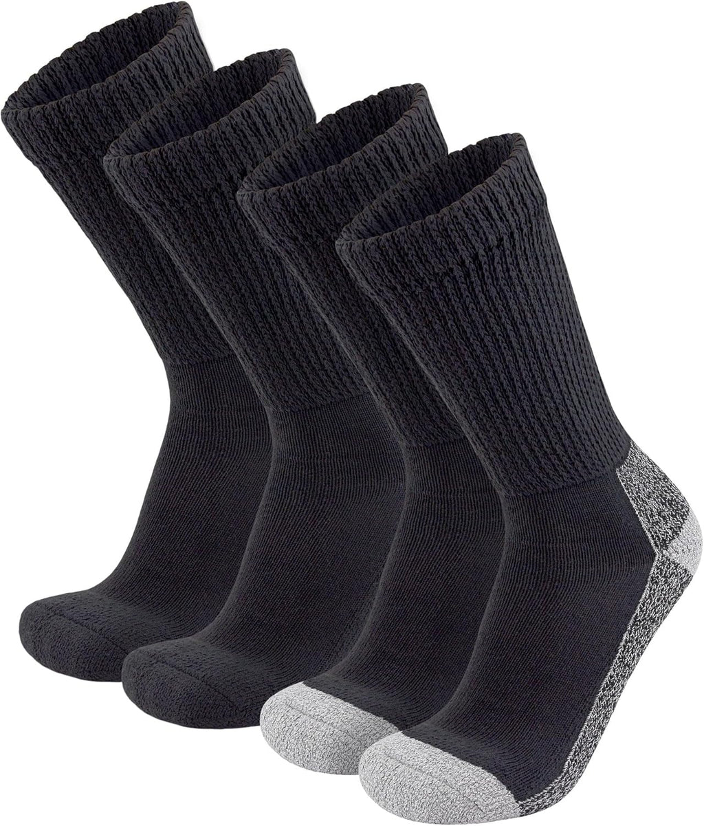 4 Pairs of Diabetic Extra Thick Warm Cotton Socks, Triple Cushioned Crew Slipper Socks