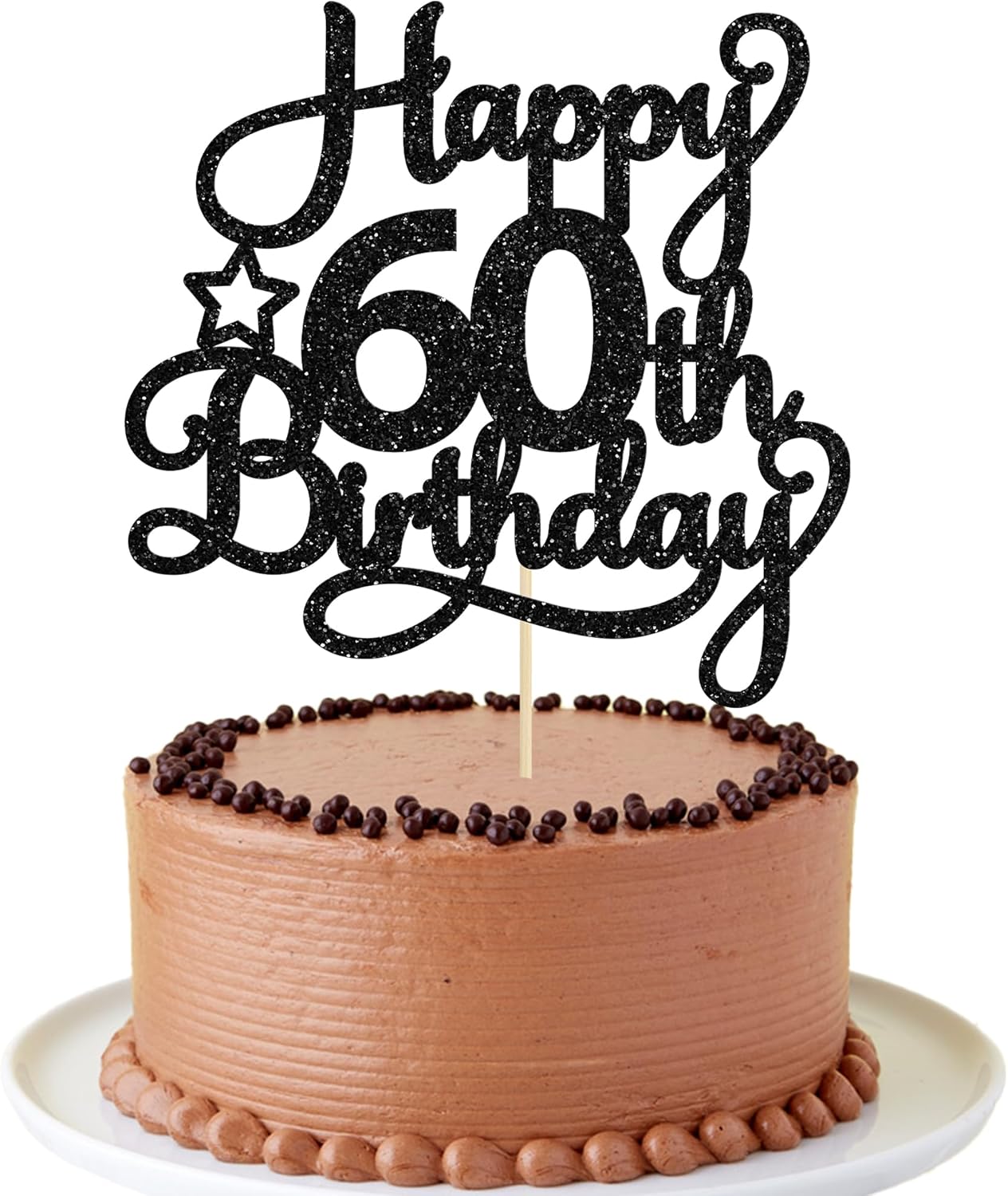 1 Pack Happy 60th Birthday Cake Topper Black Glitter 60 & Fabulous Cheers to 60 Years Old 60th Birthday Cake Pick for Celebrating 60th Birthday Anniversary Party Cake Decorations Supplies