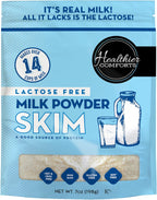Healthier Comforts Lactose Free Skim Milk Powder | High Protein, Fat Free, Non-GMO, rBST Hormone Free, Kosher, Gluten Free, No Fillers | Baking, Coffee Creamer, Shakes| Makes 14 cups (7 oz) (7 oz)