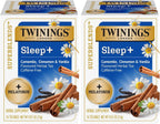 Twinings Superblends Sleep+ Herbal Tea with 1mg Melatonin Camomile, Cinnamon & Vanilla, Naturally Caffeine-Free, Enjoy Hot or Iced,16 Tea Bags (Pack of 2)