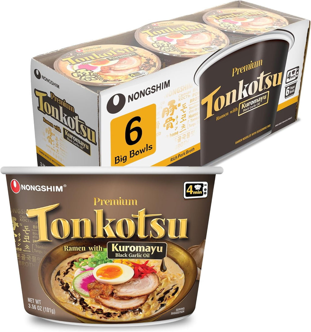 Nongshim Tonkotsu Ramen with Kuromayu Noodle Big Bowl, 3.56 Ounce (Pack Of 6)