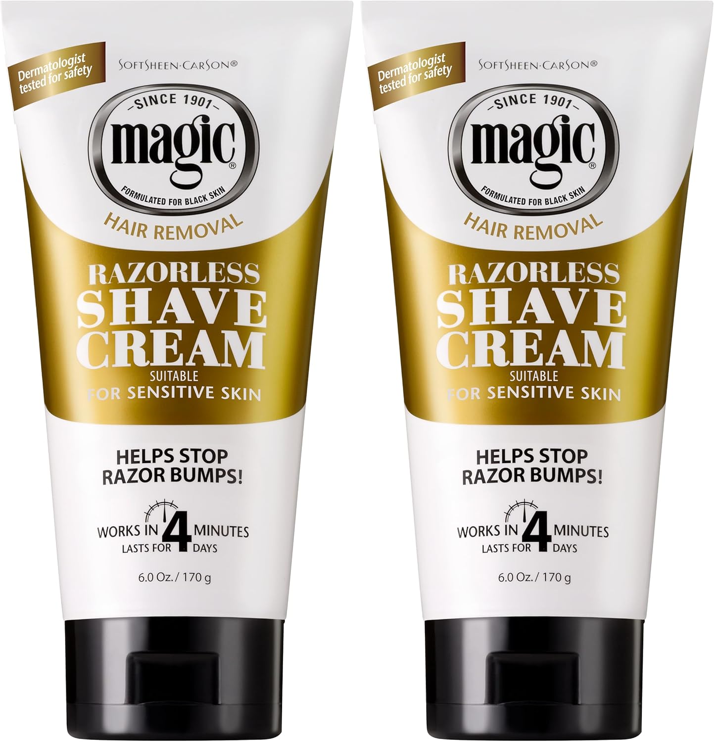 SoftSheen-Carson Magic Razorless Shaving Cream, Depilatory Hair Removal Cream, Works in 4 Minutes for Coarse, Curly Hair, 2 Count