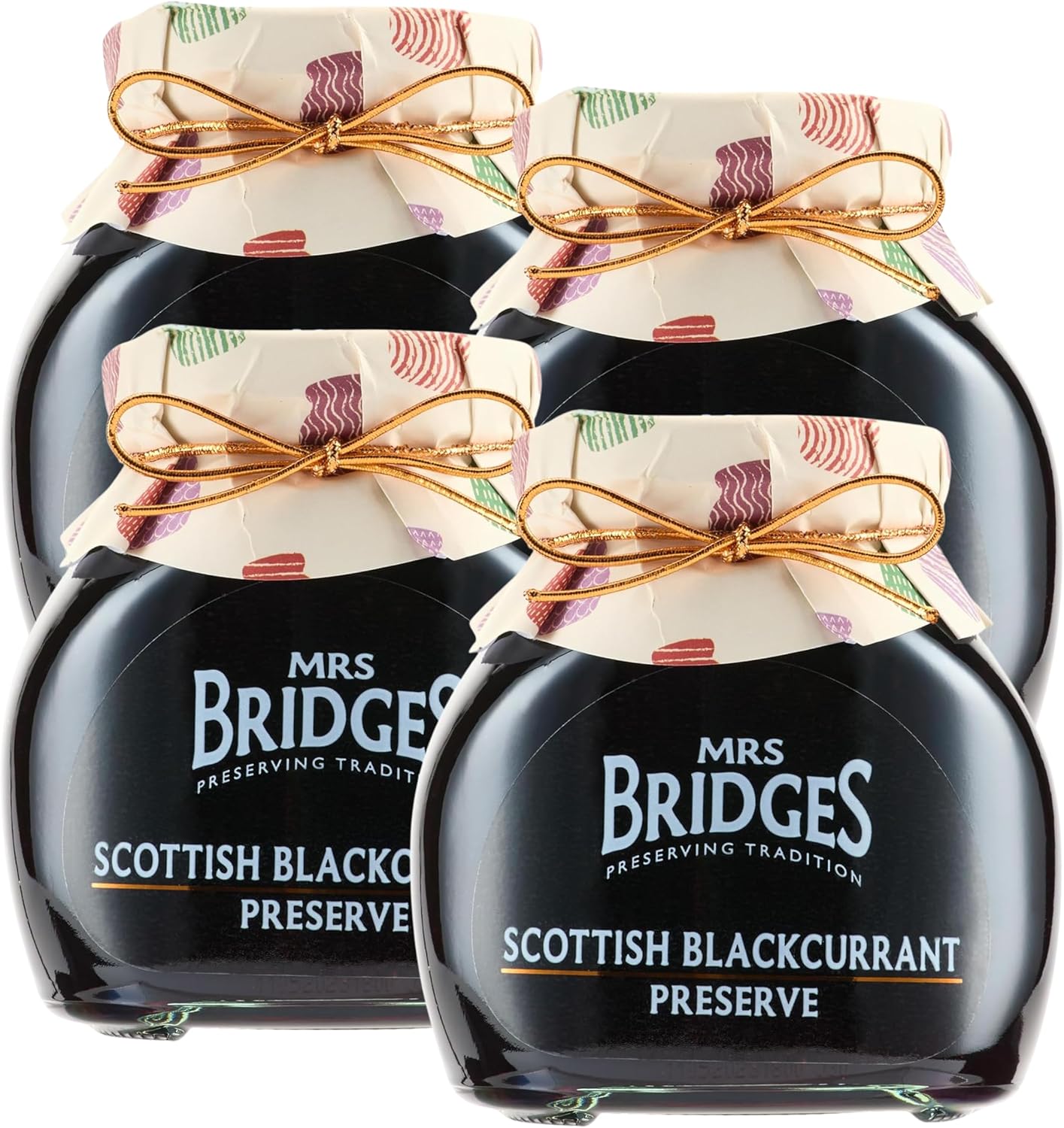 Mrs Bridges Blackcurrant Preserve, Made in Scotland, 12oz Jar (Pack of 4)