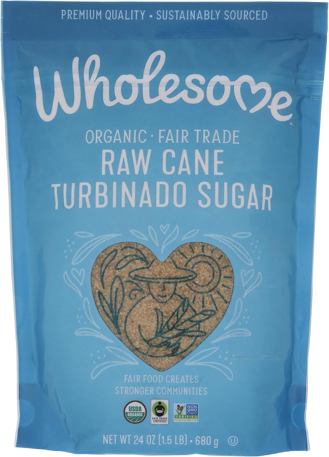Wholesome Organic Raw Cane Turbinado 24oz, 1-Pack