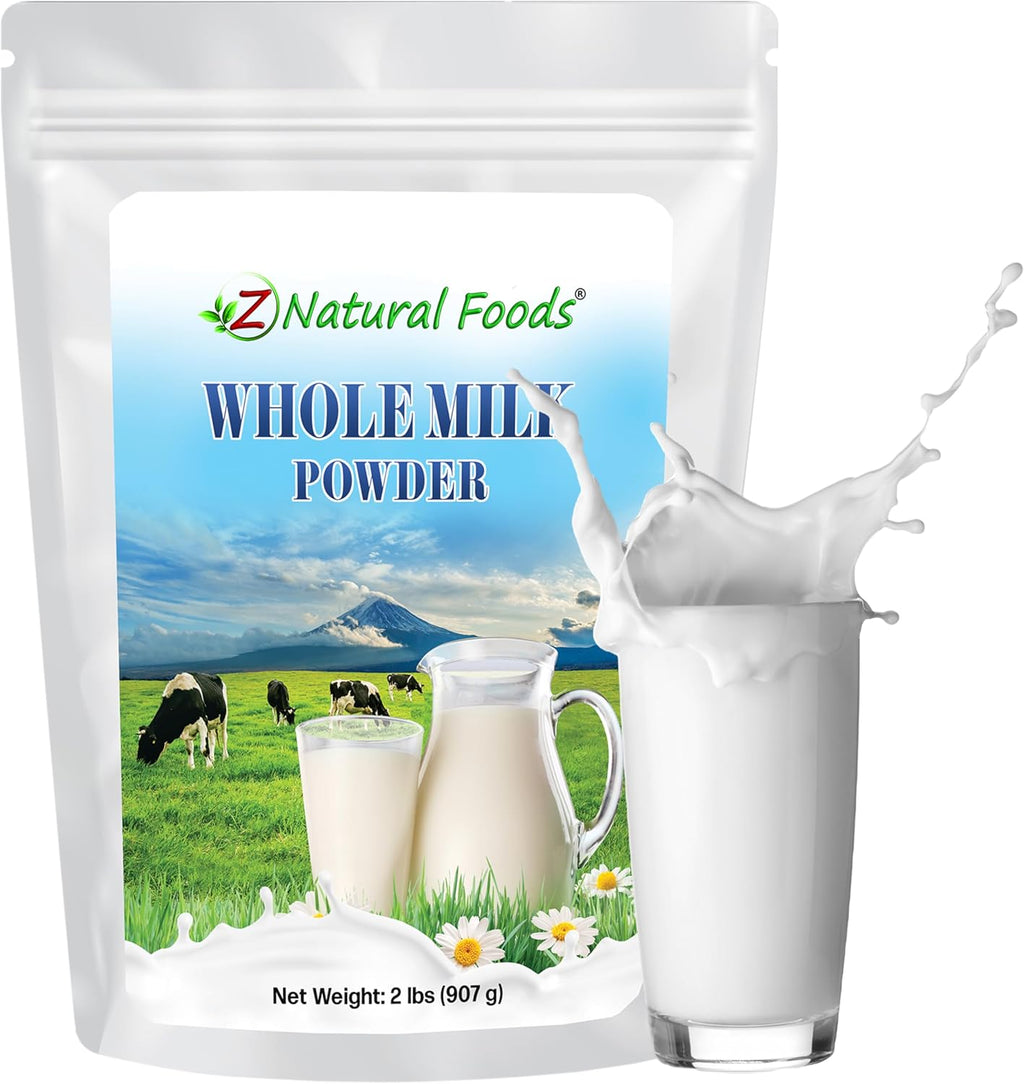 Z Natural Foods Premium Whole Milk Powder - Powdered Milk for Baking, Cooking, Drinks - Dry Milk Powder, Pasteurized, Non-GMO, Gluten-Free, Kosher-Certified, 2 lbs