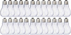 Fillable Light Bulb Containers, 24 Pack – Clear Plastic Candy Jars, Party Favors, Decorative Centerpieces, Arts and Crafts Supplies - Twist Off Cap, Freestanding Bottom, 4” Tall
