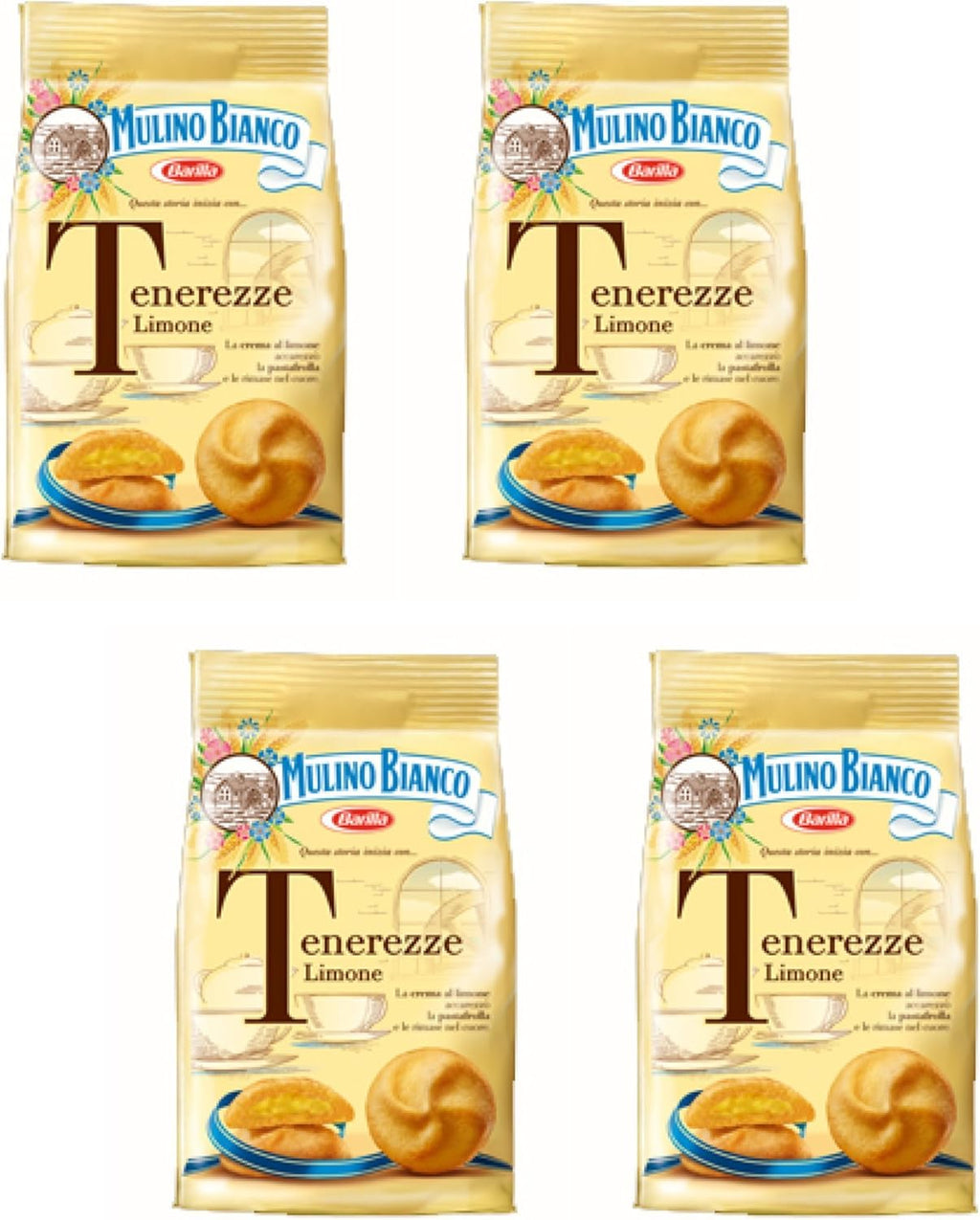 Mulino Bianco: "Tenerezze" Shortcake filled with lemon cream - 7.05 Oz (200g) Pack of 4 [ Italian Import ]