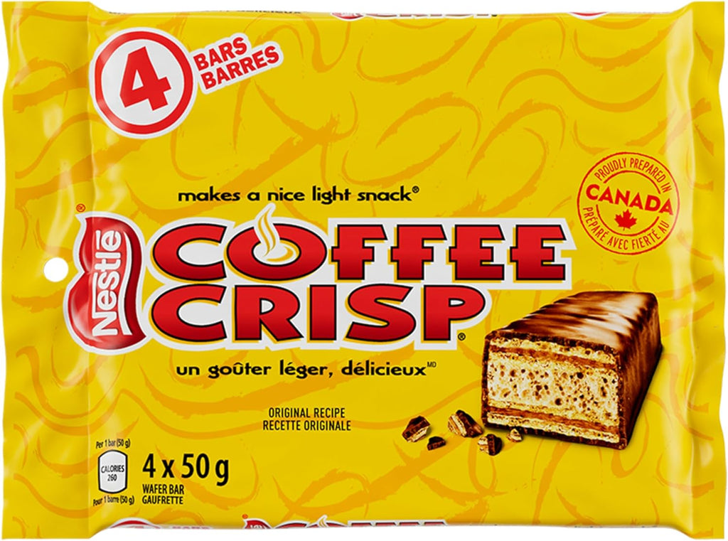 Canada Candy Coffee Crisp Chocolate Bar, 4 Count (Pack of 1), Imported from Canada. (Basic)