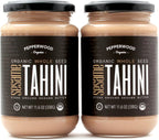 Organic Whole Sesame Tahini Paste - Unhulled & Stone-Ground - Silky Smooth Texture in Hummus, Dips, Dressings - Unsalted, Nut-Free, Kosher, Paleo, Keto 11.6 oz Glass Jar (2-Pack) Pepperwood Organics