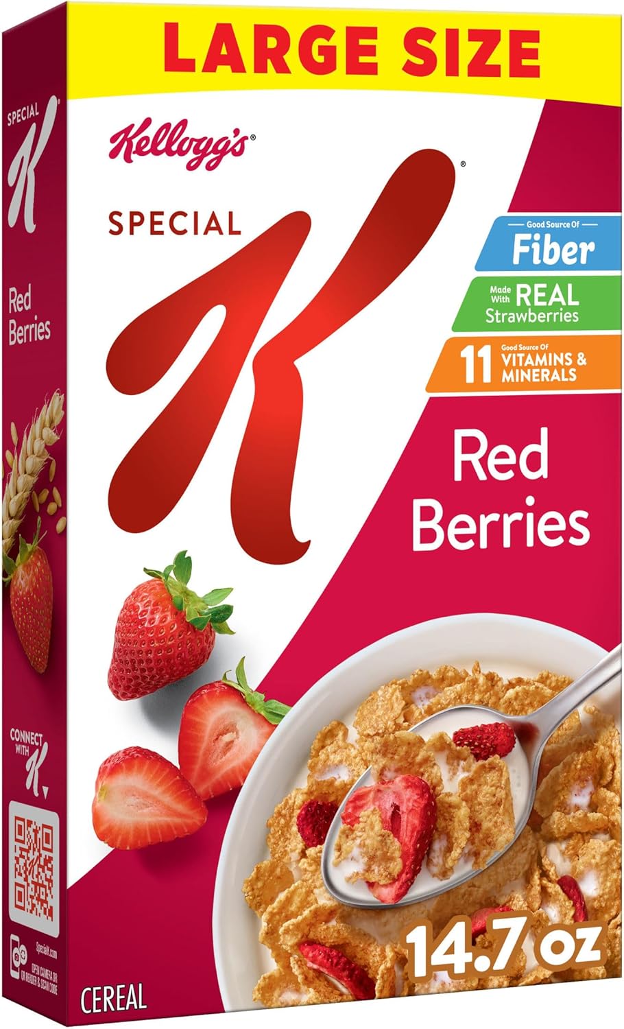 Kellogg's Special K Red Berries Breakfast Cereal, Good Source of Fiber, Large Size, 14.7 oz
