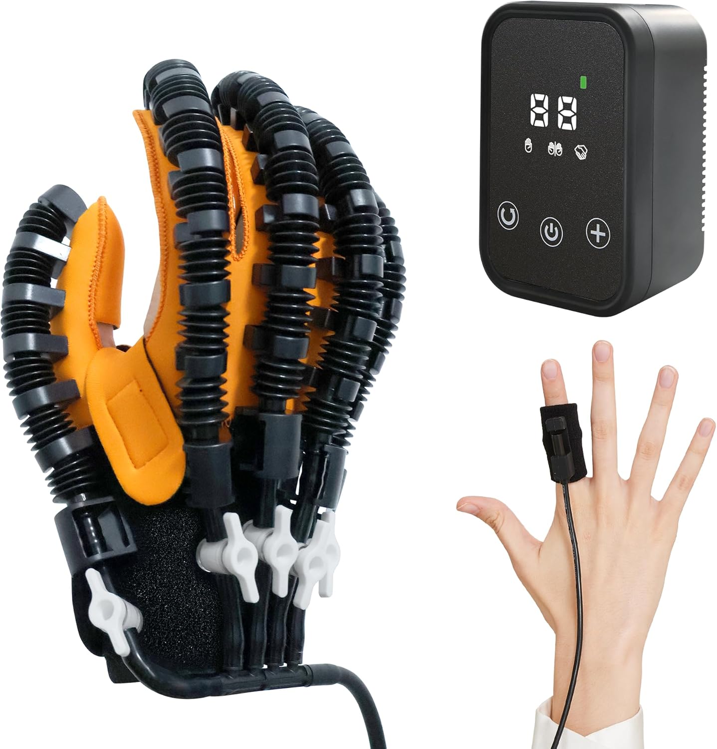 Stroke Hand Rehabilitation Robot Gloves, Strokes Therapy Equipment for Adults, Fingers Strength Training Device for Hemiplegia, Robotic Glove Rehab Stroke Patients (Right M)