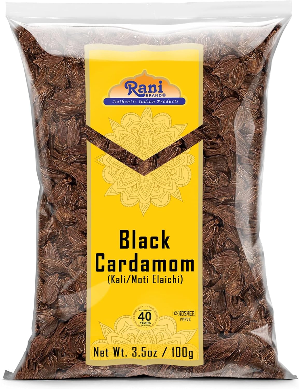 Rani Black Cardamom Pods (Kali Elachi) Whole Indian Spice 3.5oz (100g) ~ All Natural | Vegan | Gluten Friendly | NON-GMO | Kosher | Indian Origin | Smokey, Tsaoko, Cao Guo, Bach Dan Khau, Badi