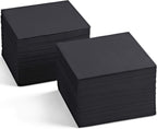 Disposable Linen-Feel Black Napkins, 6.5" x 6.5" Paper Napkins For Wedding, Party, Dinner Or Holiday (100 Pack)