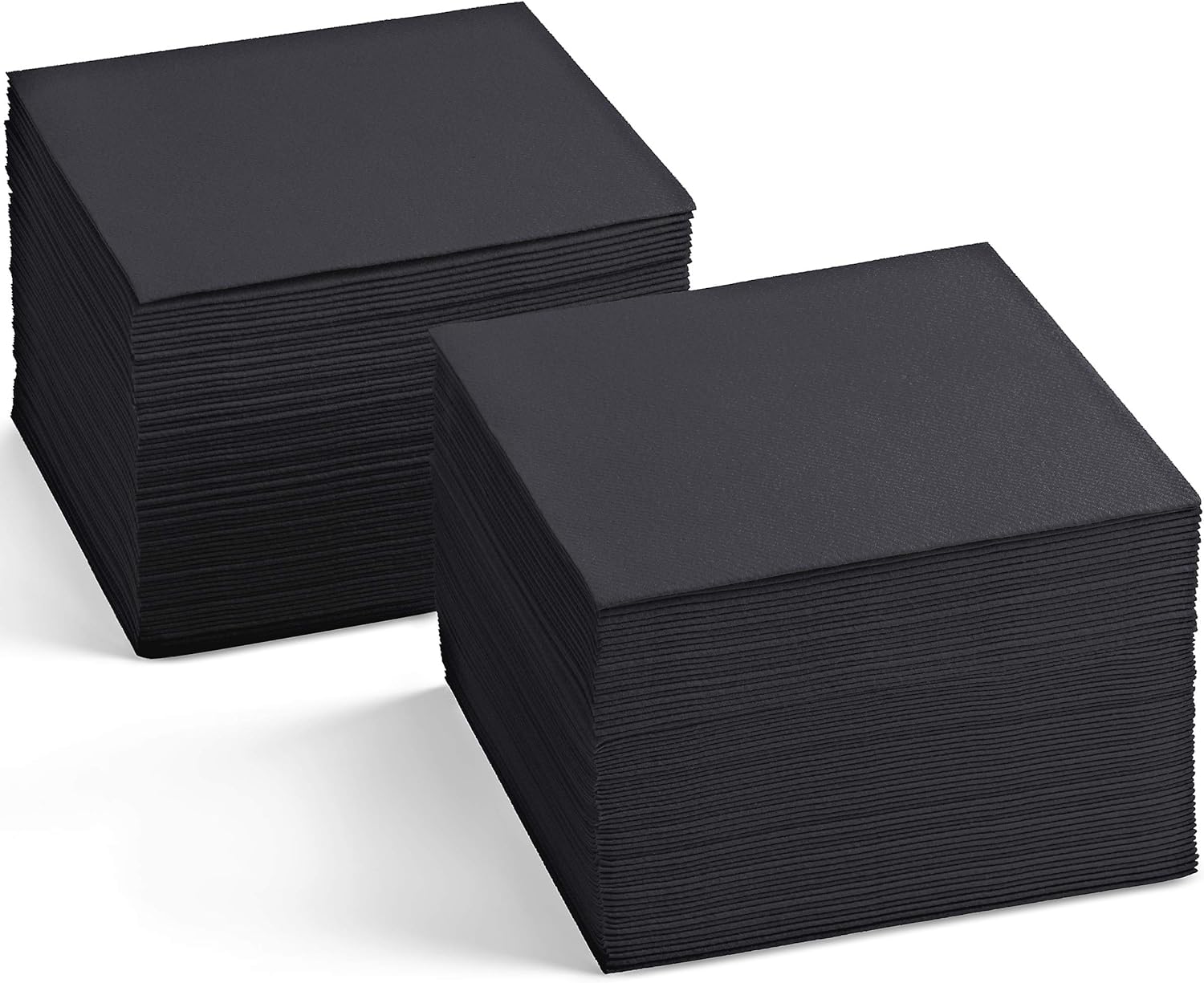 Disposable Linen-Feel Black Napkins, 6.5" x 6.5" Paper Napkins For Wedding, Party, Dinner Or Holiday (100 Pack)