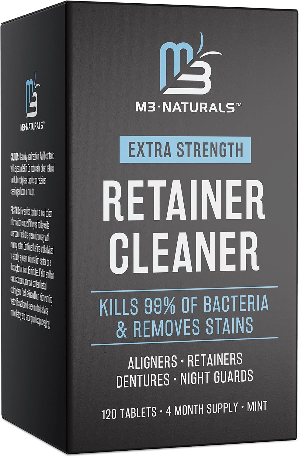 Retainer Cleanser Tablets Invisalign Cleaner, Removes Odors Discoloration Stains and Plaque 4 Month Supply Denture Cleansers Retainers Mouth Guards Denture Bath Mint by M3