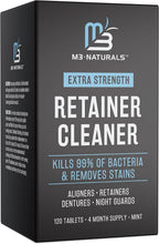 Retainer Cleanser Tablets Invisalign Cleaner, Removes Odors Discoloration Stains and Plaque 4 Month Supply Denture Cleansers Retainers Mouth Guards Denture Bath Mint by M3