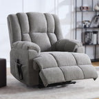 Trustyue Dual Motor Power Lift Recliner Chair with Lay Flat, Full-Body Vibration & Lumbar Heating - Lift Assist Chair for Elderly, Electric Recliner with Massage and Heat, Easy Assembly Light Grey