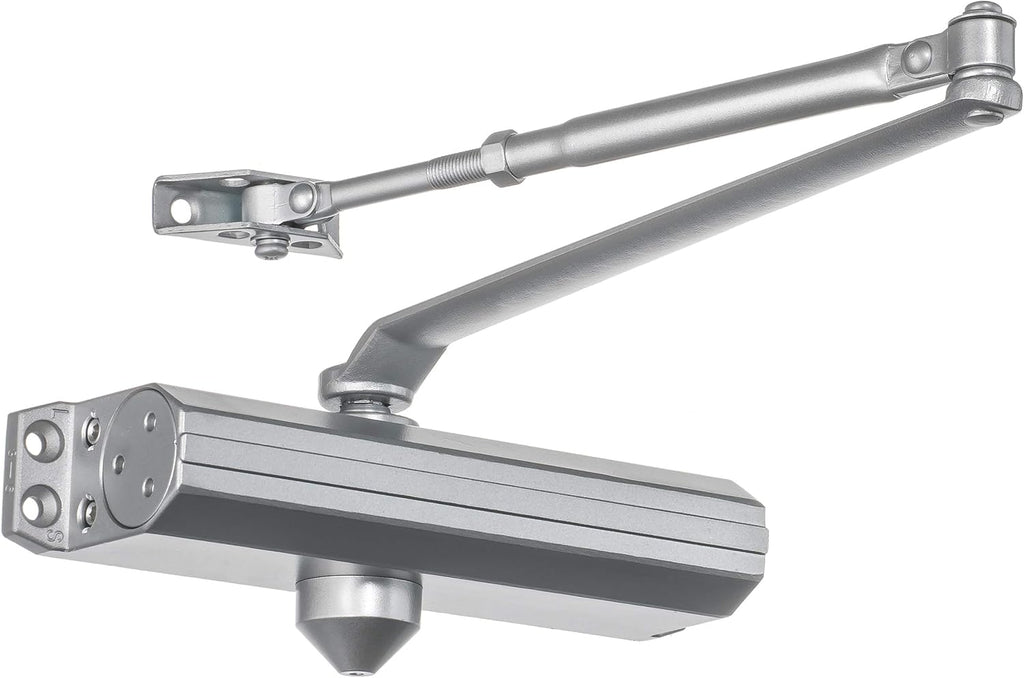 Dynasty Hardware Door Closer, Grade 1 Heavy Duty Commercial Hydraulic Closer, Self-Closing, Adjustable Spring Size 1-4, ADA Compliant, Surface Mount, Sprayed Aluminum, Series 1614