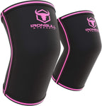 Elbow Sleeves 5mm (1 Pair) - High Performance Elbow Sleeve Support for Weightlifting, Weight Training & Powerlifting - Best Compression Straps - for Men and Women (Small, Black/Pink)