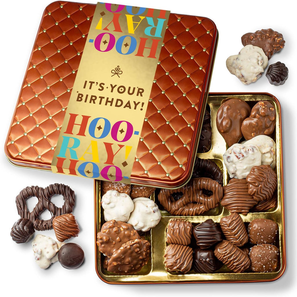 Birthday Food Gift Basket, Happy Birthday Chocolate, Birthday Gift Box, Food Birthday Gifts for Women and Men, Birthday Treats, Prime Snack Gift Arrangements, Bonnie and Pop