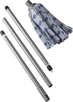Addis Cloth Mop with 3-Piece Handle, Blue/White/Metallic Grey
