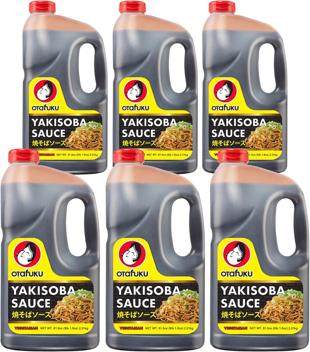 Otafuku Yakisoba Sauce for Japanese Stir Fry Noodles, Restaurant Bulk Size 1/2 Gallon (6 Pack)