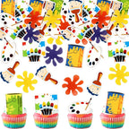 Ercadio 40 Pack Edible Art Cupcake Toppers Painting Cupcake Picks for Art Theme Cake Decorations Artist Birthday Party Favors Supplies