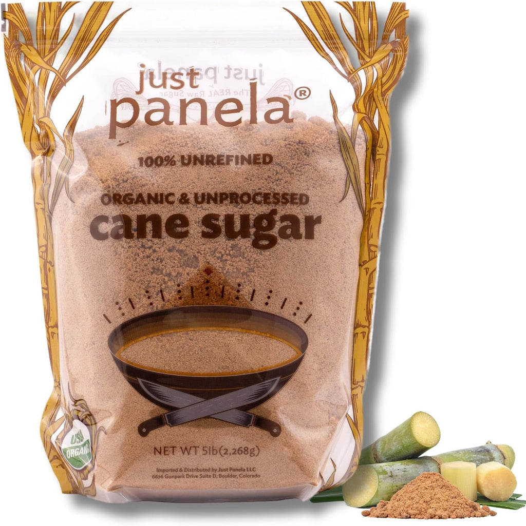Just Panela Organic Unrefined Cane Sugar 5 Pound Pack of 1 | 100% Unprocessed, Raw Sugar | Panela Great for Baking, Cooking & Sweetening | Healthier Alternative to Regular Refined Sugar