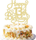 1 Pack Happy 13th Birthday Cake Topper Gold Glitter 13 Official Teenager Cheers to 13 Years Old Birthday Cake Pick for Celebrating 13th Birthday Anniversary Party Cake Decorations Supplies