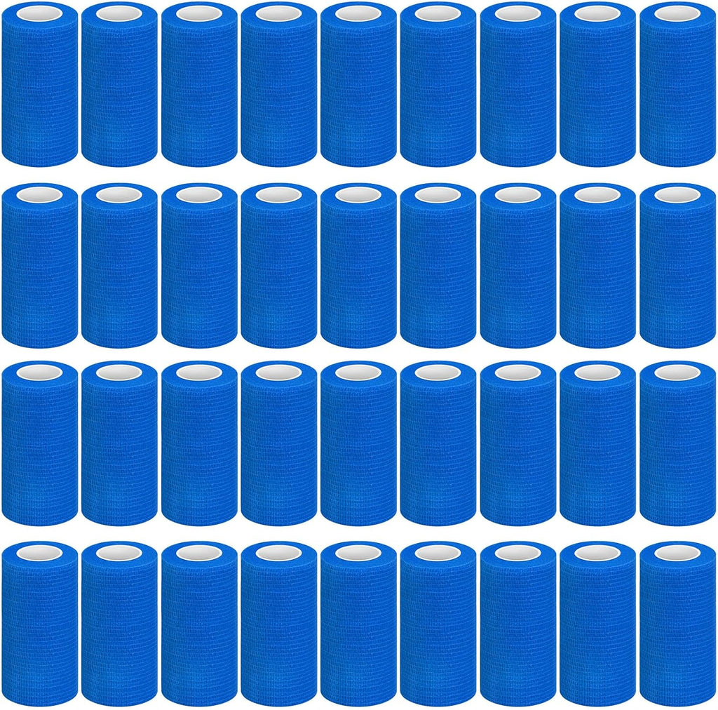Treela 36 Pcs Self Adherent Bandage 4" X 5 Yard Wrap Breathable Cohesive Bandage Elastic Adhesive Tape for Stretch Athletic Sports Wrist Ankle(Blue)
