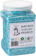 Sweet Eva’s BABY BLUE PEARLIZED SPRINKLES-Cake Decorating Jimmies, Cupcake,Cookies, and Cake Topper, Bulk Candy, Large, 1.5 LBS. Egg Free, Dairy Free, Gluten Free, Vegan, Soy Free, Nuts Free, Kosher