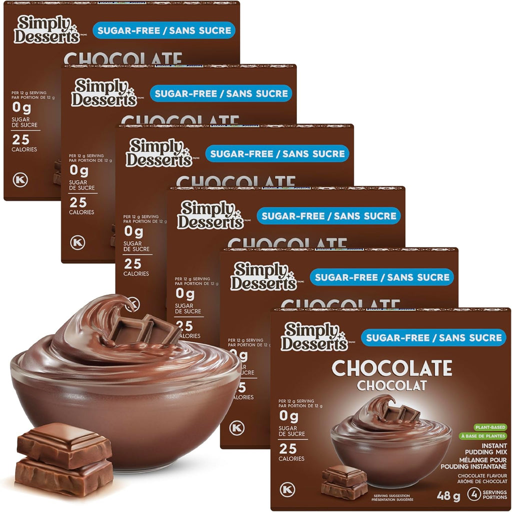 Simply Desserts Chocolate Instant Pudding, Sugar-Free, 6-Pack – Healthy Treat, Keto Snacks, Vegan & Diabetic-Friendly, Kosher, 1.7 Oz Ea