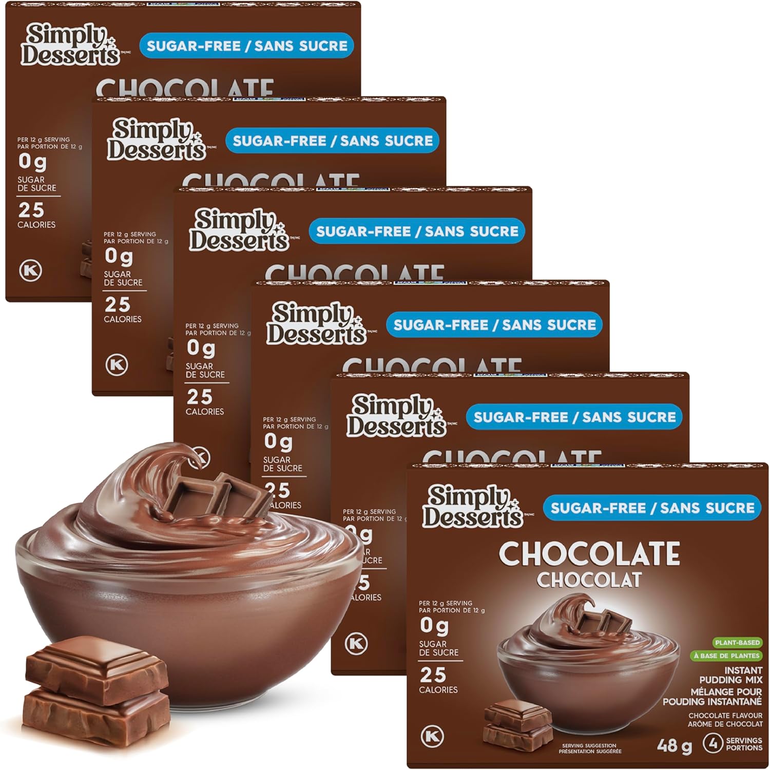 Simply Desserts Chocolate Instant Pudding, Sugar-Free, 6-Pack – Healthy Treat, Keto Snacks, Vegan & Diabetic-Friendly, Kosher, 1.7 Oz Ea