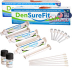 Densurefit Silicone Kit for Upper and Lower Denture, 3-6 Month Soft Silicone Dentures Repair Set to Refit and Tighten, Easy to Use Reline Set with Larger Primer and Applicators for Comfortable Fit