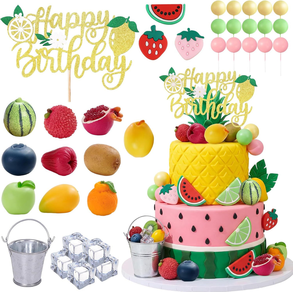 35PCS Fruit Cake Topper Fruit Cake Decoration for Baby Shower Party Supplies
