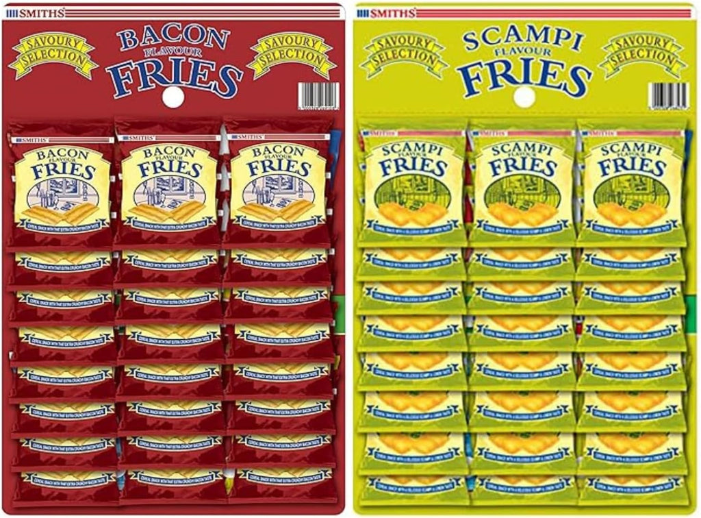 Smith Savoury Selection Bacon Fries and Scampi Fries Pub Card Bundle, 24 x 24g and 24 x 27g