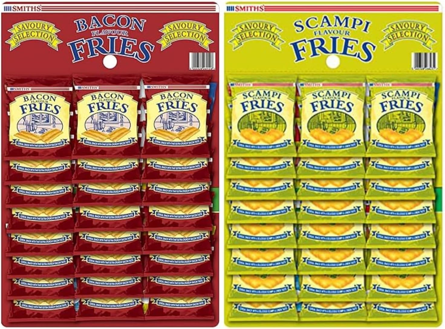 Smith Savoury Selection Bacon Fries and Scampi Fries Pub Card Bundle, 24 x 24g and 24 x 27g