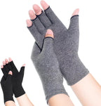 Compression Arthritis Gloves, 2 Pairs Fingerless Hand Support Wrist Brace for Men & Women, Carpal Tunnel Pain Relief Gloves for Rheumatoid, Tendonitis, Swelling (Black and Grey, Small)