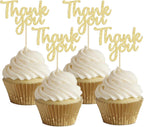 Gyufise 36Pcs Gold Glitter Thank You Cupcake Toppers Thank You Cupcake Picks for Birthday Anniversary Thanksgiving Day Wedding Bridal Party Decoration Supplies